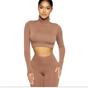 Naked Wardrobe Brown Crop Top